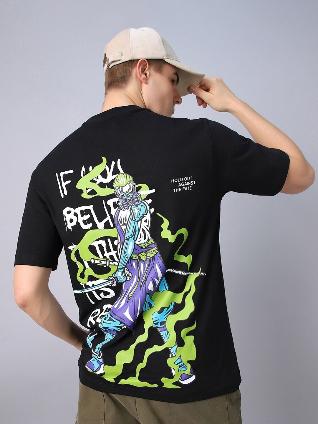 

Bewakoof Andre Graphic Printed Cotton Oversized T-shirt, Black
