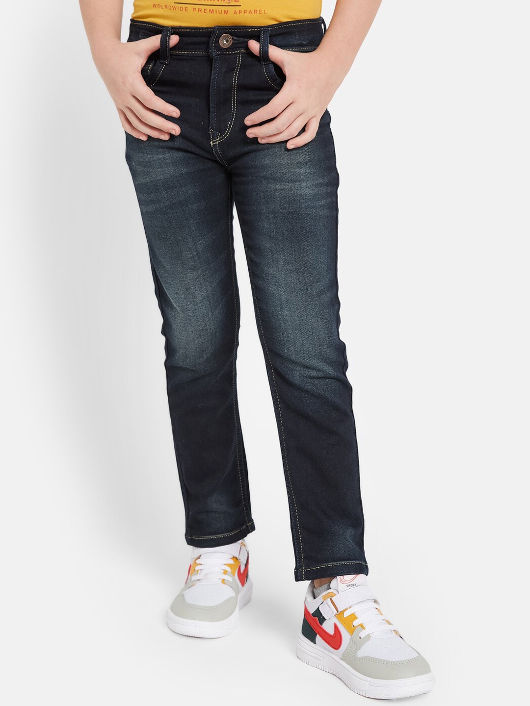 

Octave Boys Light Fade Cotton Clean Look Jeans, Navy blue