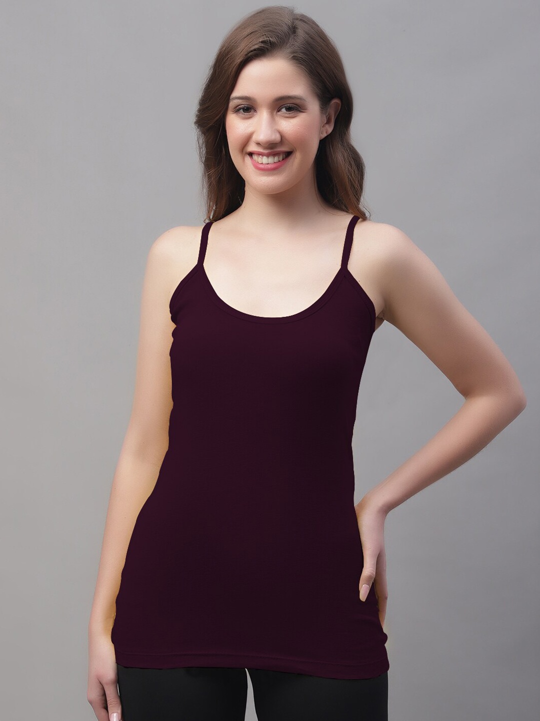 

Friskers Sleeveless Square Neck Pure Cotton Camisole, Purple