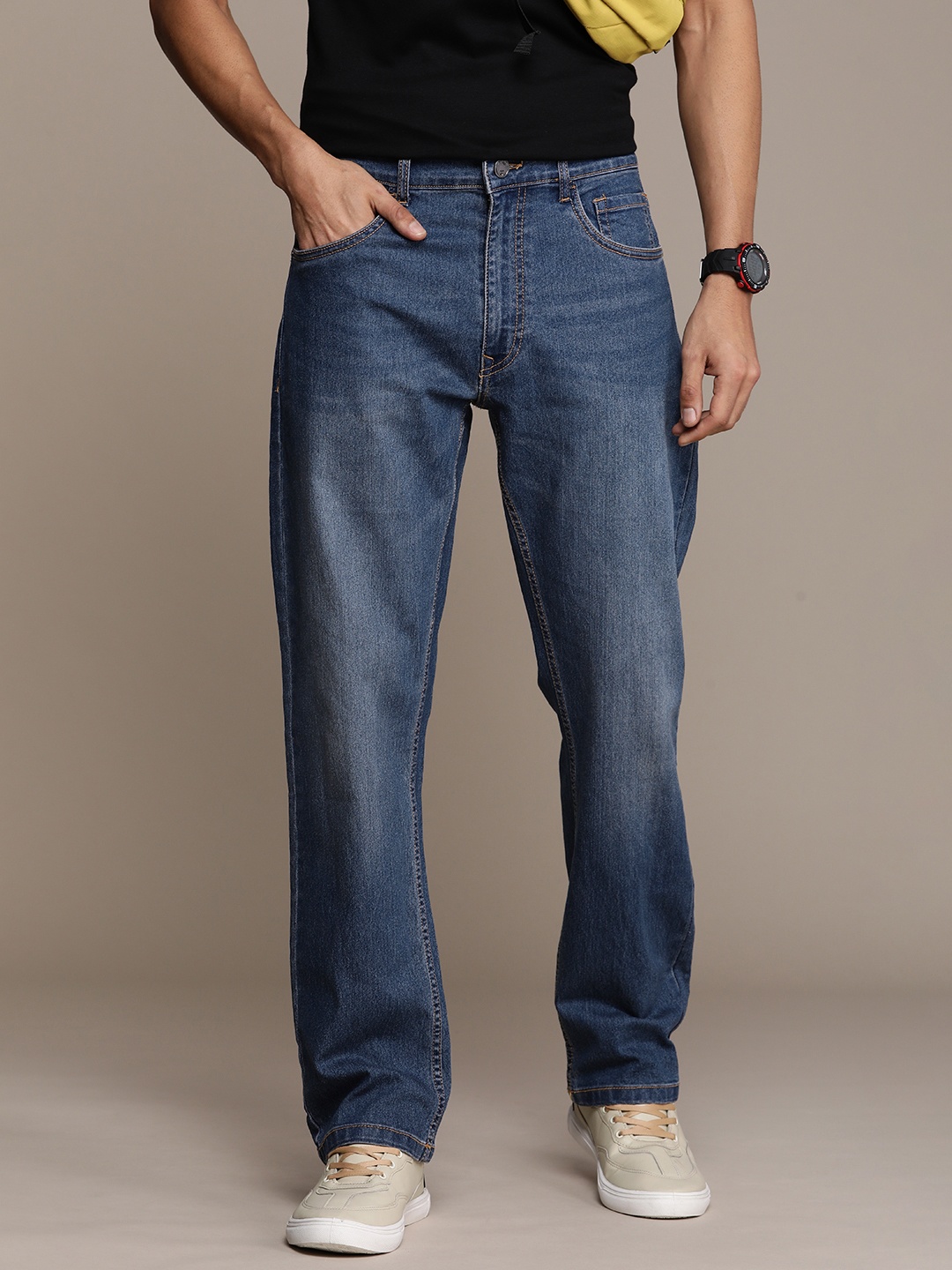 

WROGN Men Stretchable Jeans, Navy blue