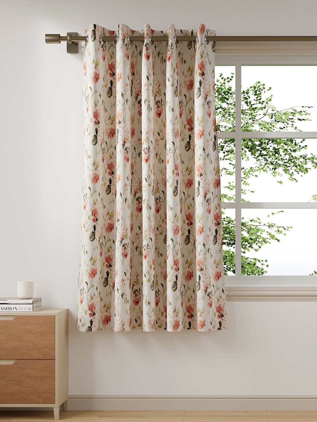 

DDecor Peach & Green Floral Room Darkening Window