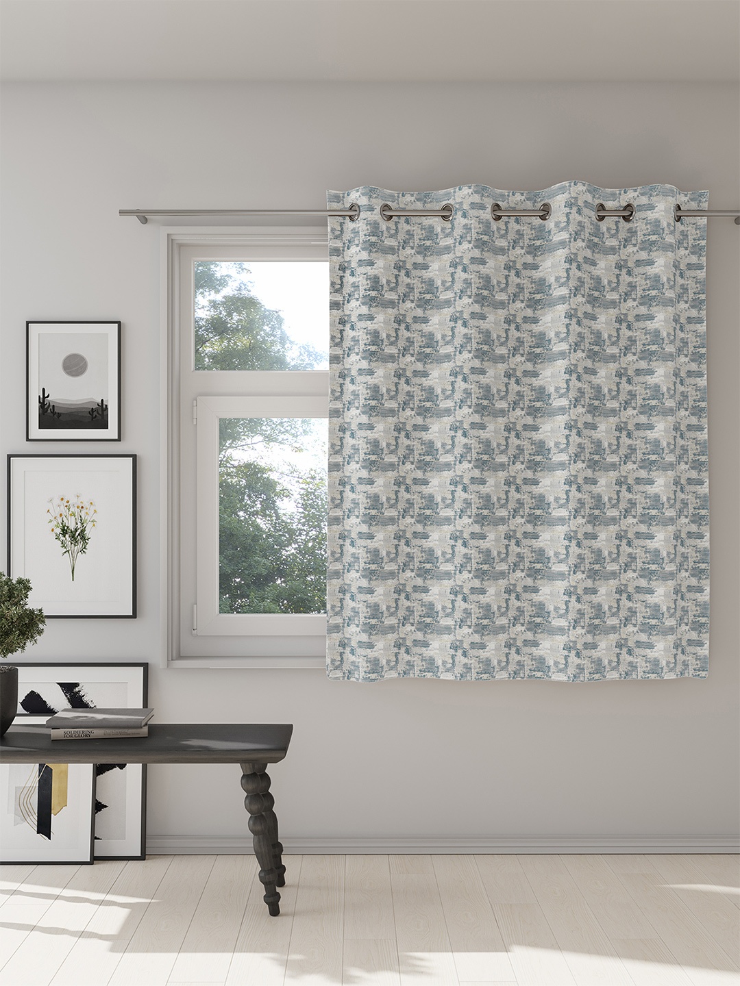 DDecor Grey White Abstract Room Darkening Window Curtain
