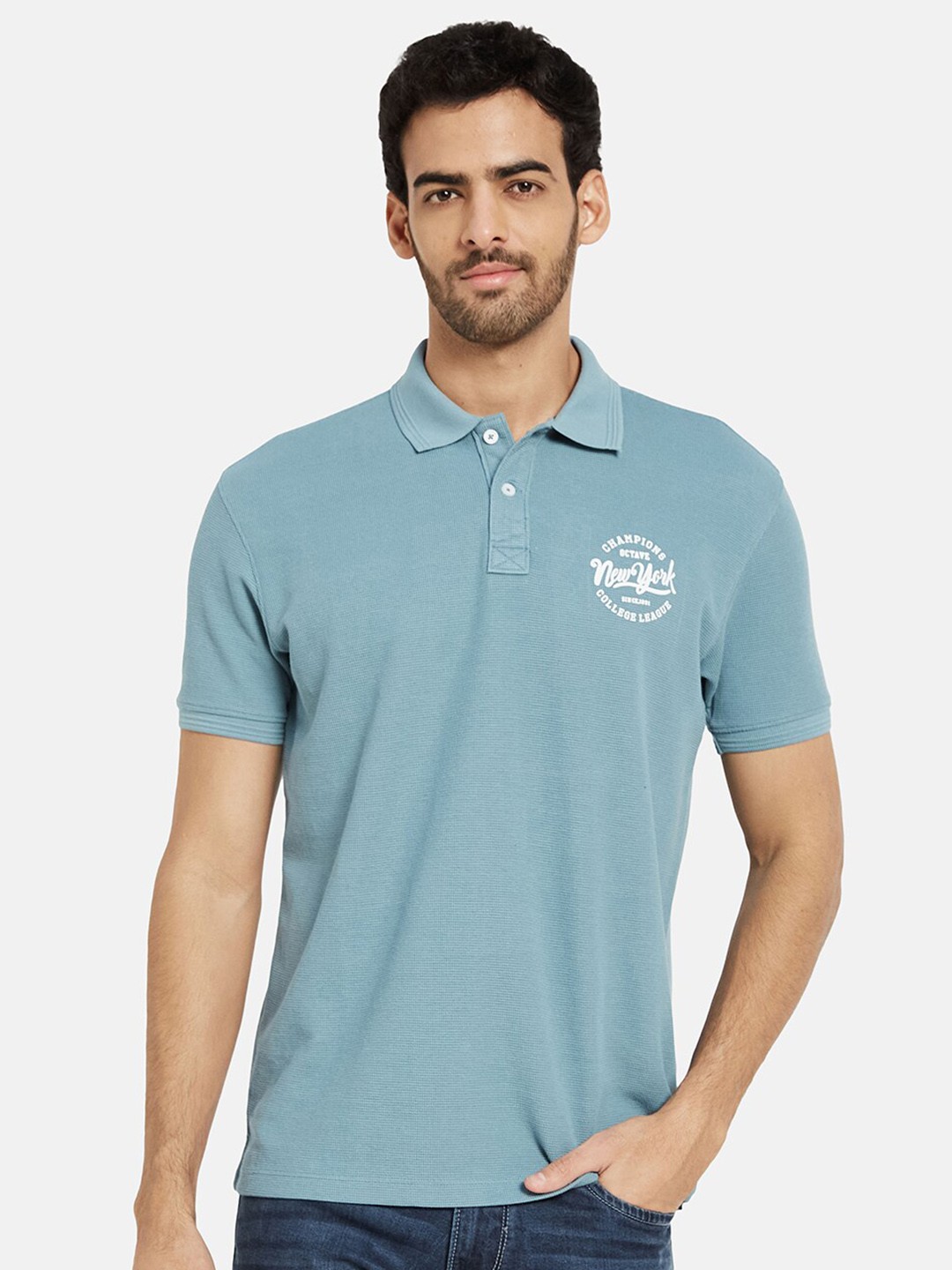 

Octave Polo Collar Short Sleeves Cotton T-shirt, Blue