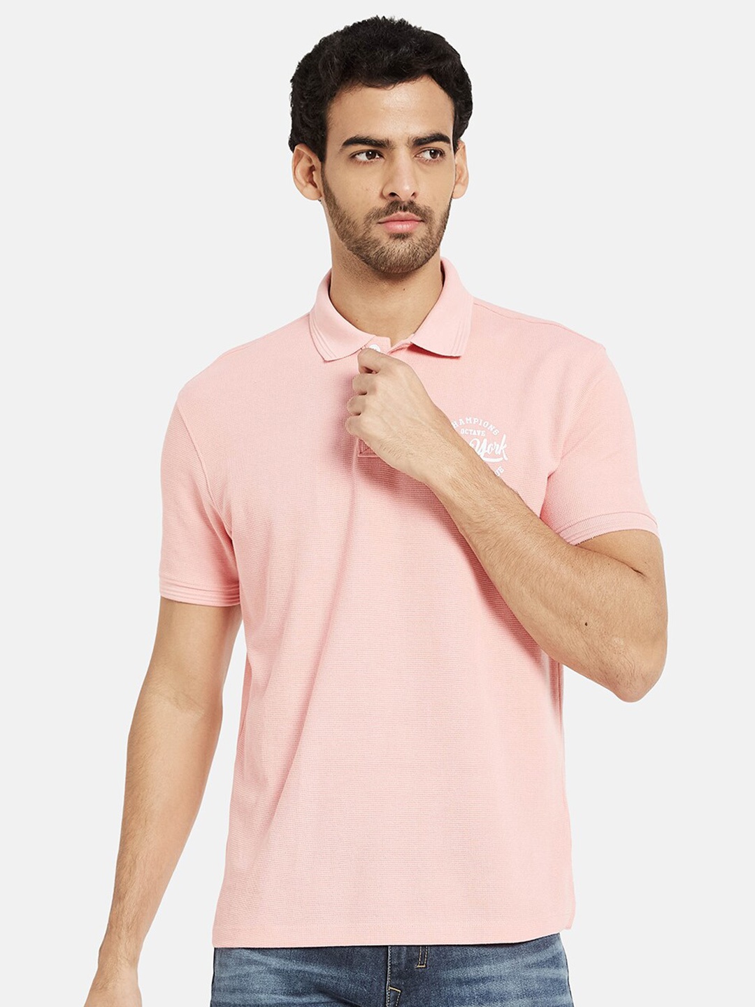 

Octave Polo Collar Short Sleeves Cotton T-shirt, Pink
