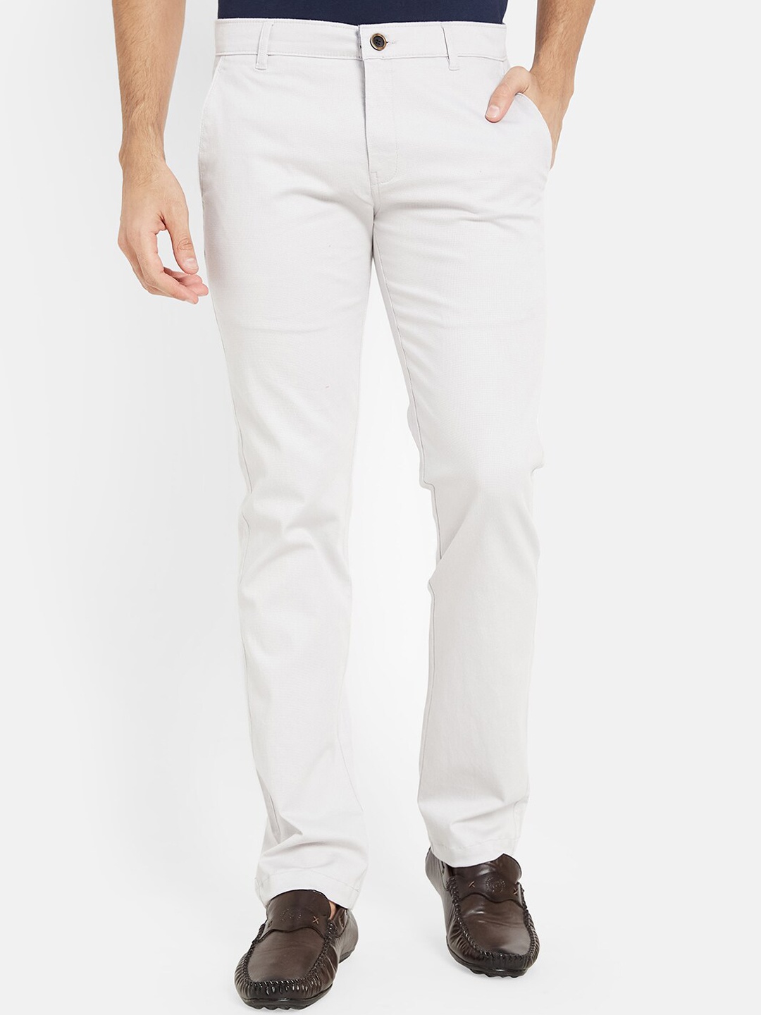 

Octave Men Mid-Rise Flat-Front Cotton Regular Trousers, Grey