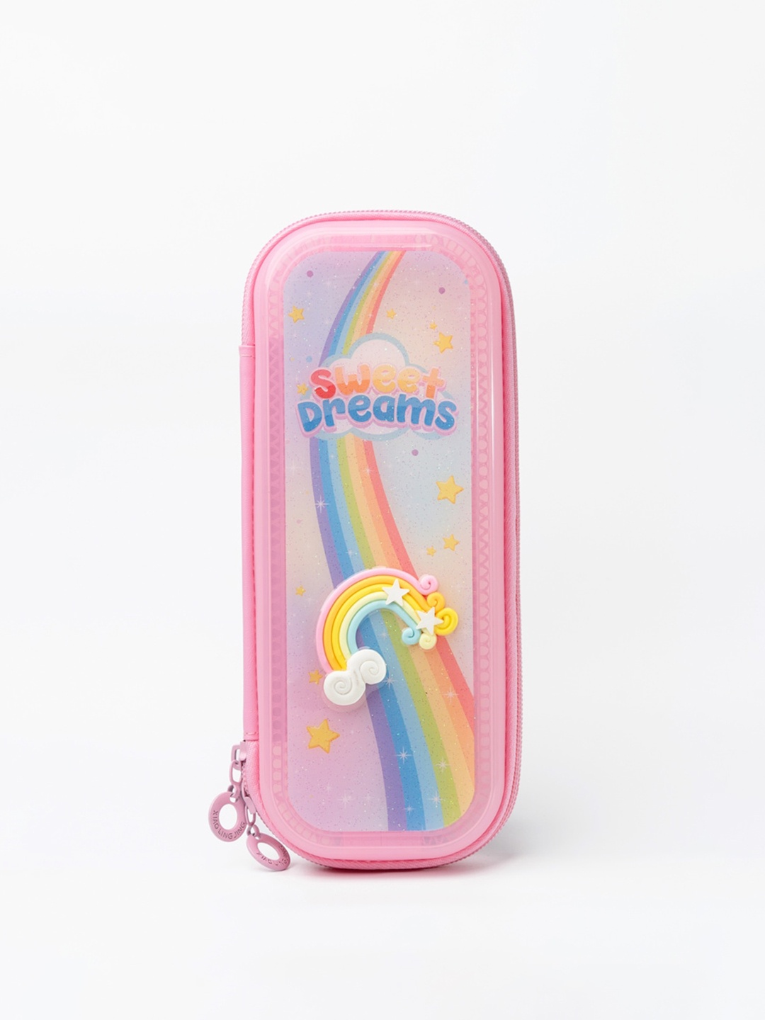 

QIPS Girls Rainbow Printed Pen Cases, Pink