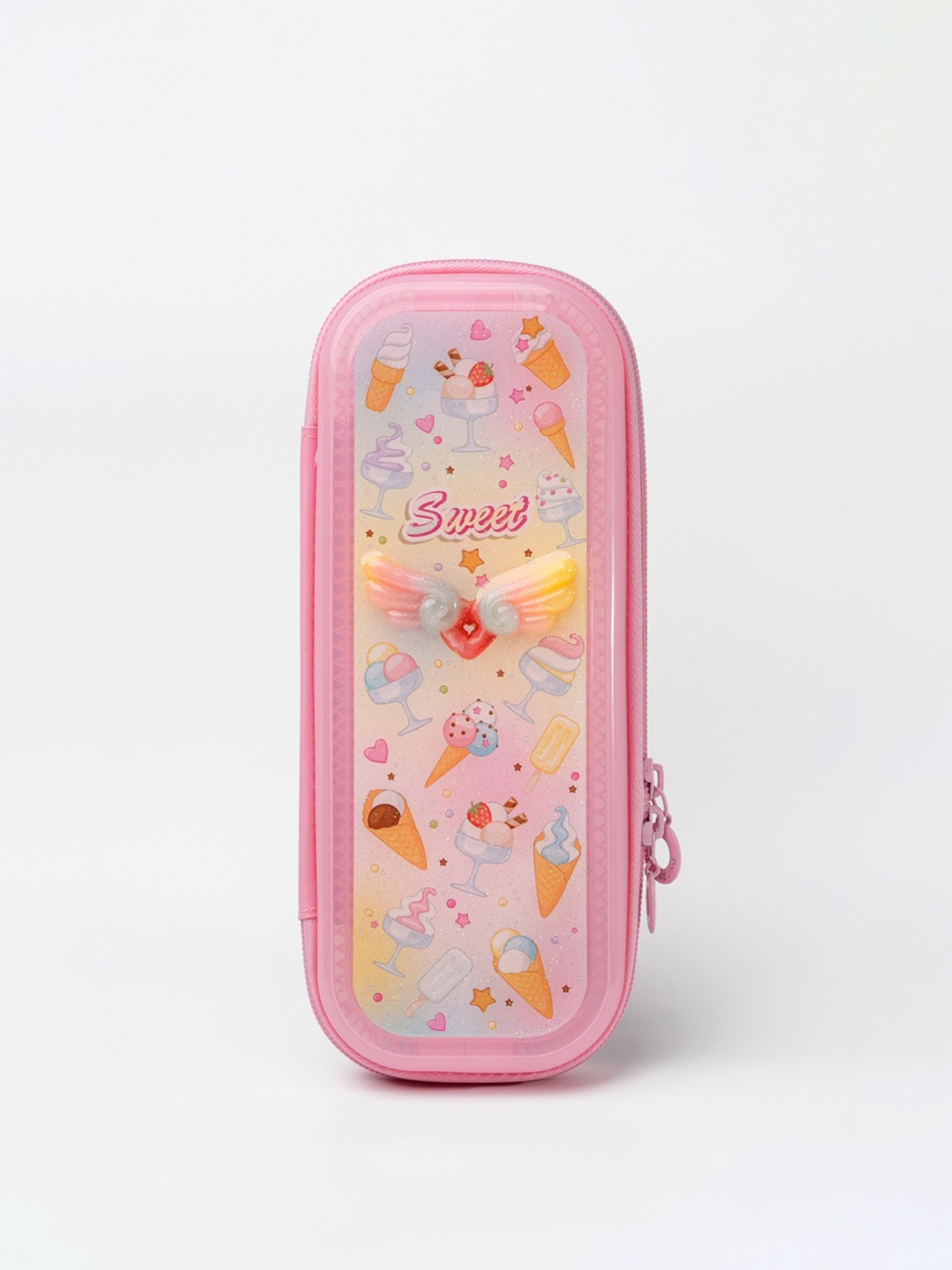 

QIPS Girls Printed Pencil Case, Pink