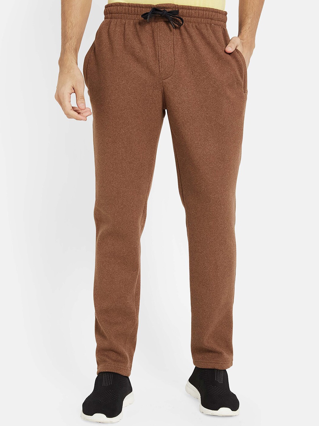 

Octave Men Mid-Rise Fleece Sports Track Pants, Brown
