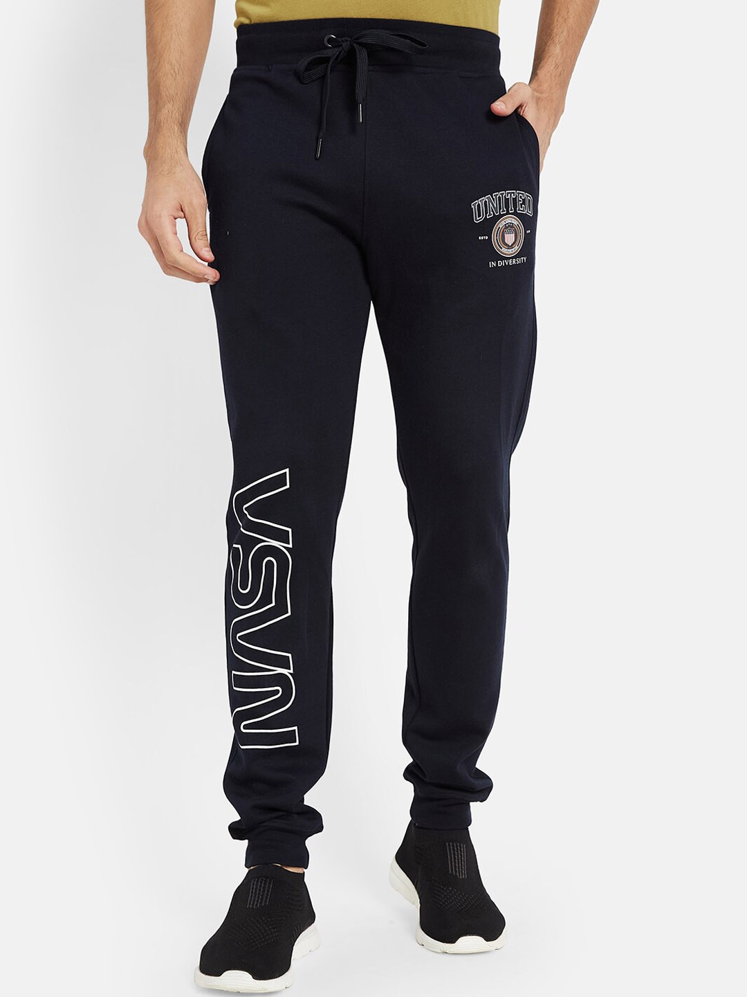 

Octave Men Printed Mid-Rise Joggers, Navy blue