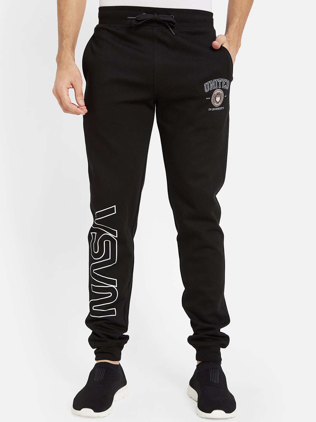 

Octave Men Printed Mid-Rise Joggers, Black