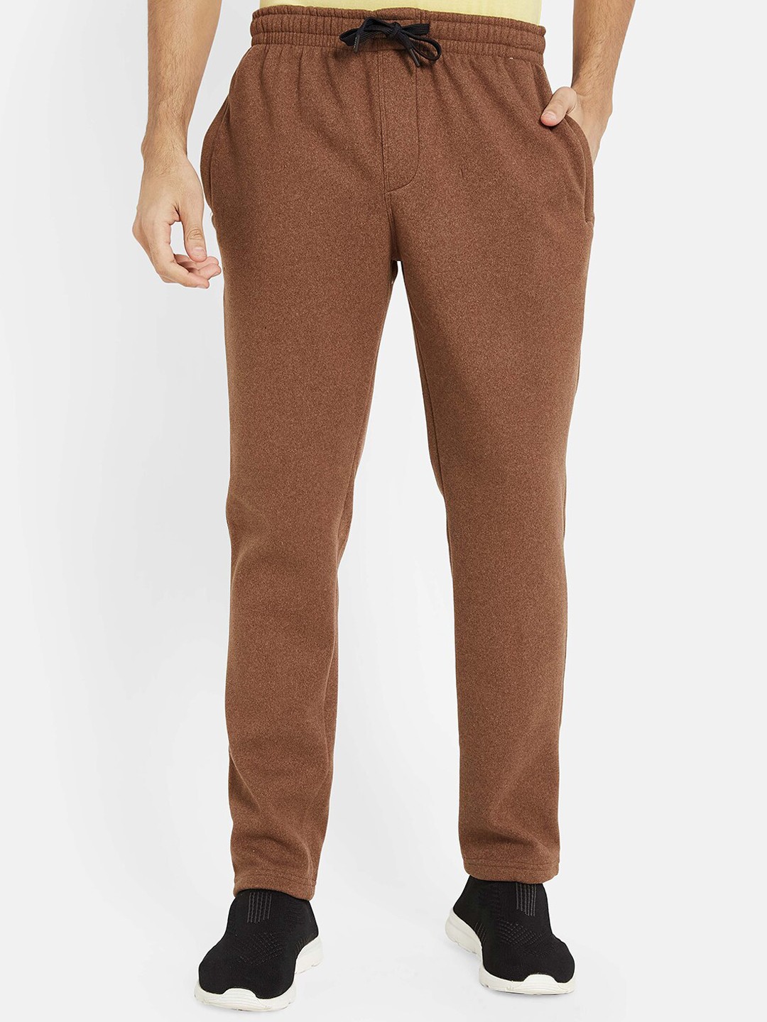

Octave Men Mid-Rise Fleece Track Pants, Brown
