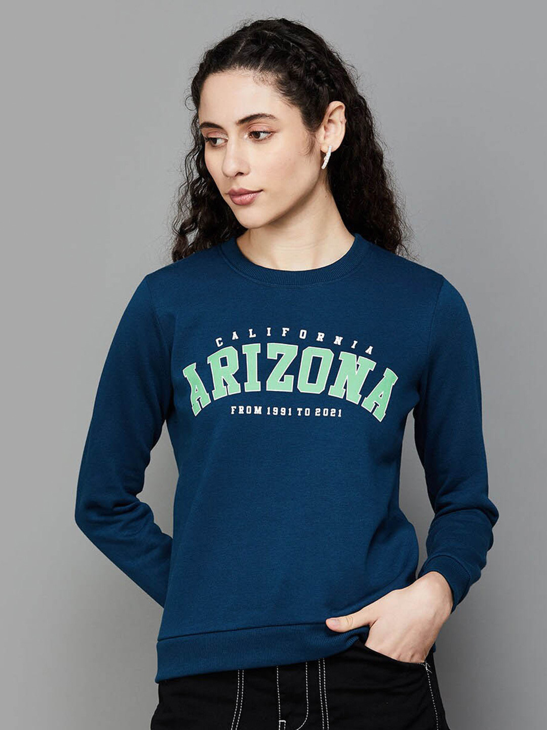 

Ginger by Lifestyle Typographic Printed Cotton Sweatshirt, Teal