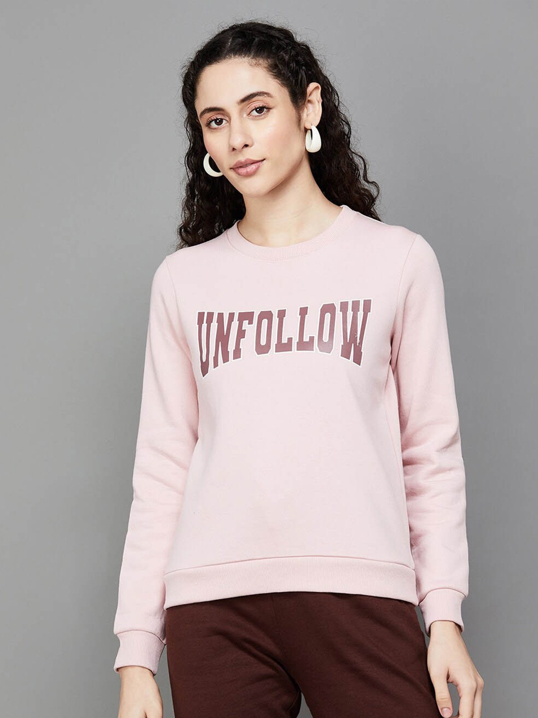

Ginger by Lifestyle Typography Printed Long Sleeves Pullover Sweatshirt, Pink