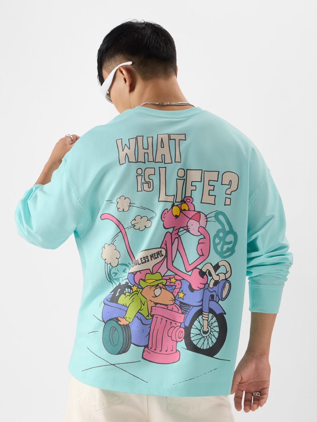 

The Souled Store Graphic Printed Pure Cotton Oversized T-shirt, Blue
