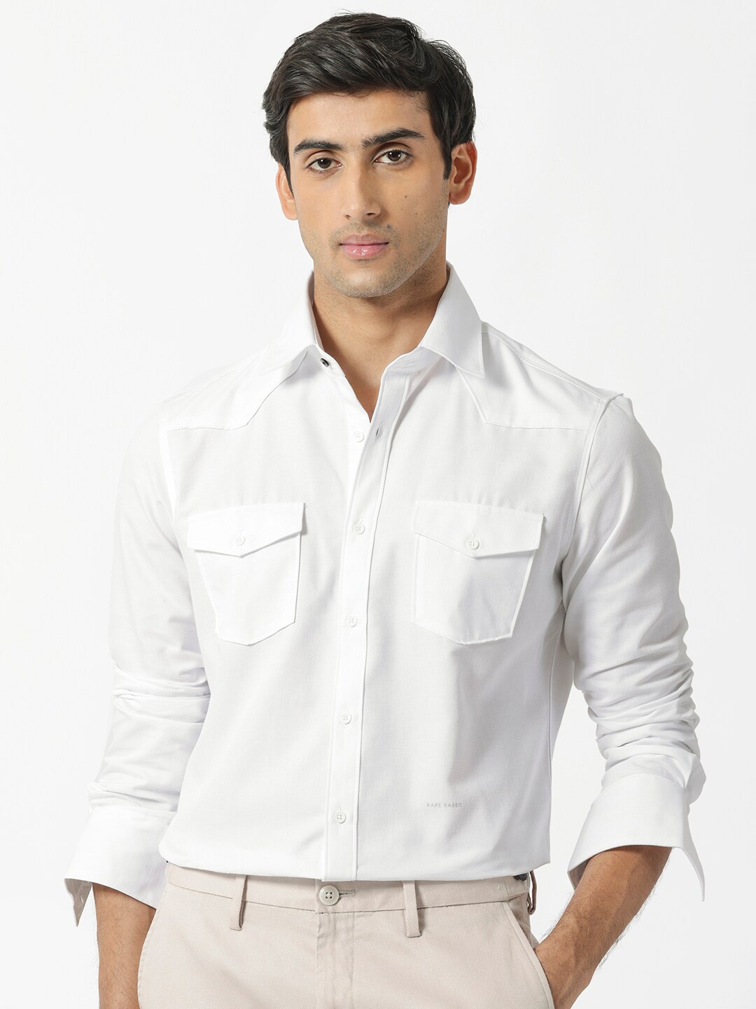 

RARE RABBIT Men Belia Slim Fit Cotton Shirt, White