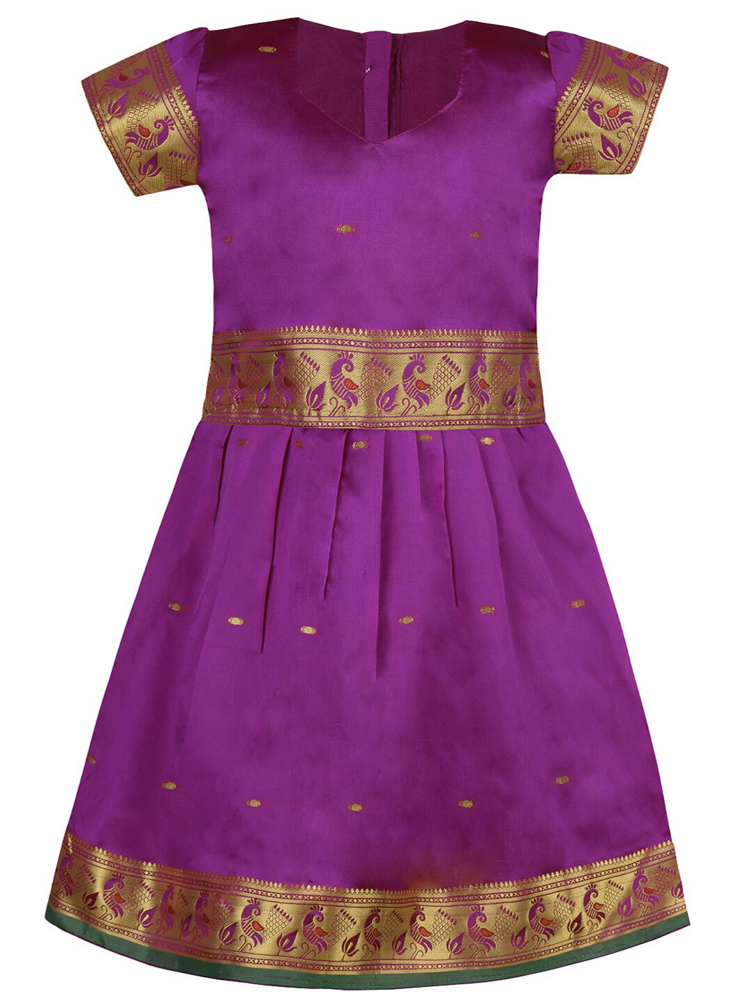 

Wish Karo Girls Woven Design Zari Ready to Wear Lehenga Choli, Purple