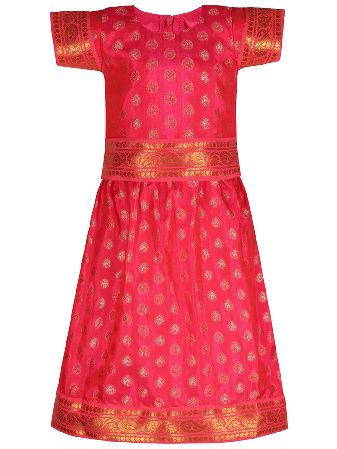 

Wish Karo Girls Woven Design Zari Ready to Wear Lehenga & Choli, Red
