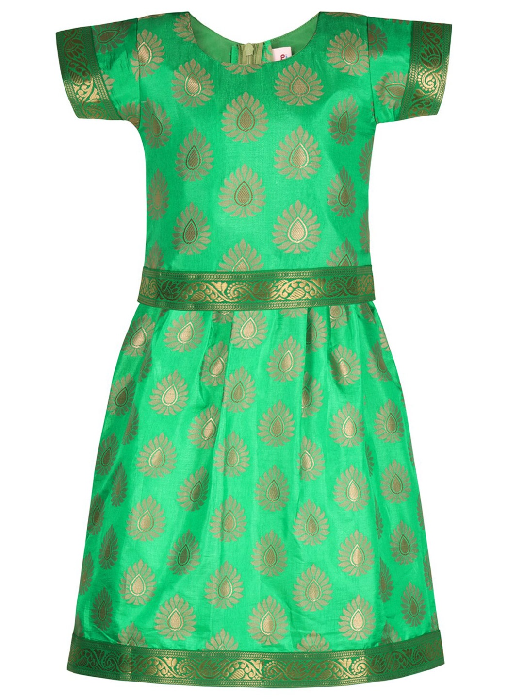 

Wish Karo Girls Woven Design Zari Ready to Wear Lehenga & Choli, Green