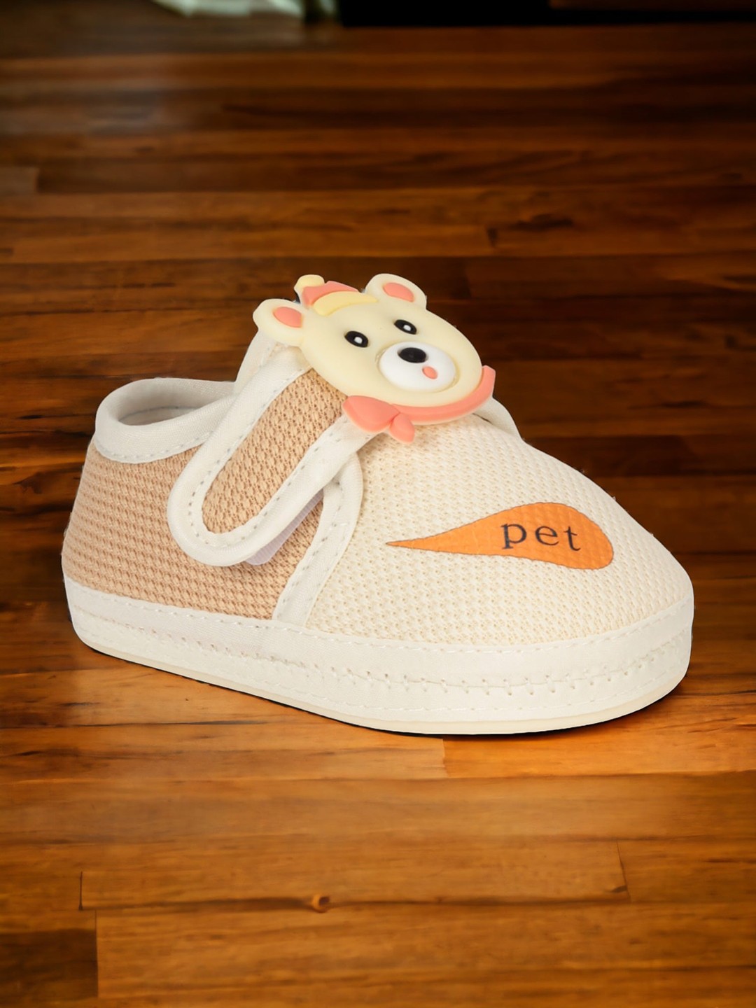 

Lil Lollipop Infants Teddy Detail Cotton Booties, Beige