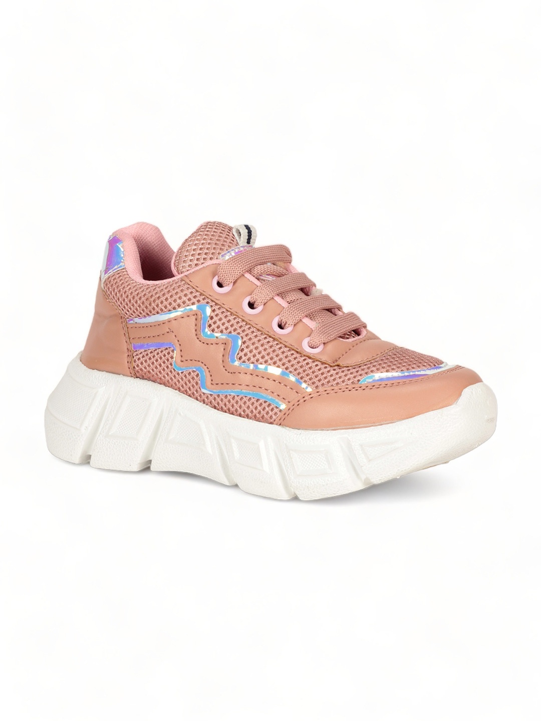 

Lil Lollipop Girls Laced Up Running Shoes, Peach