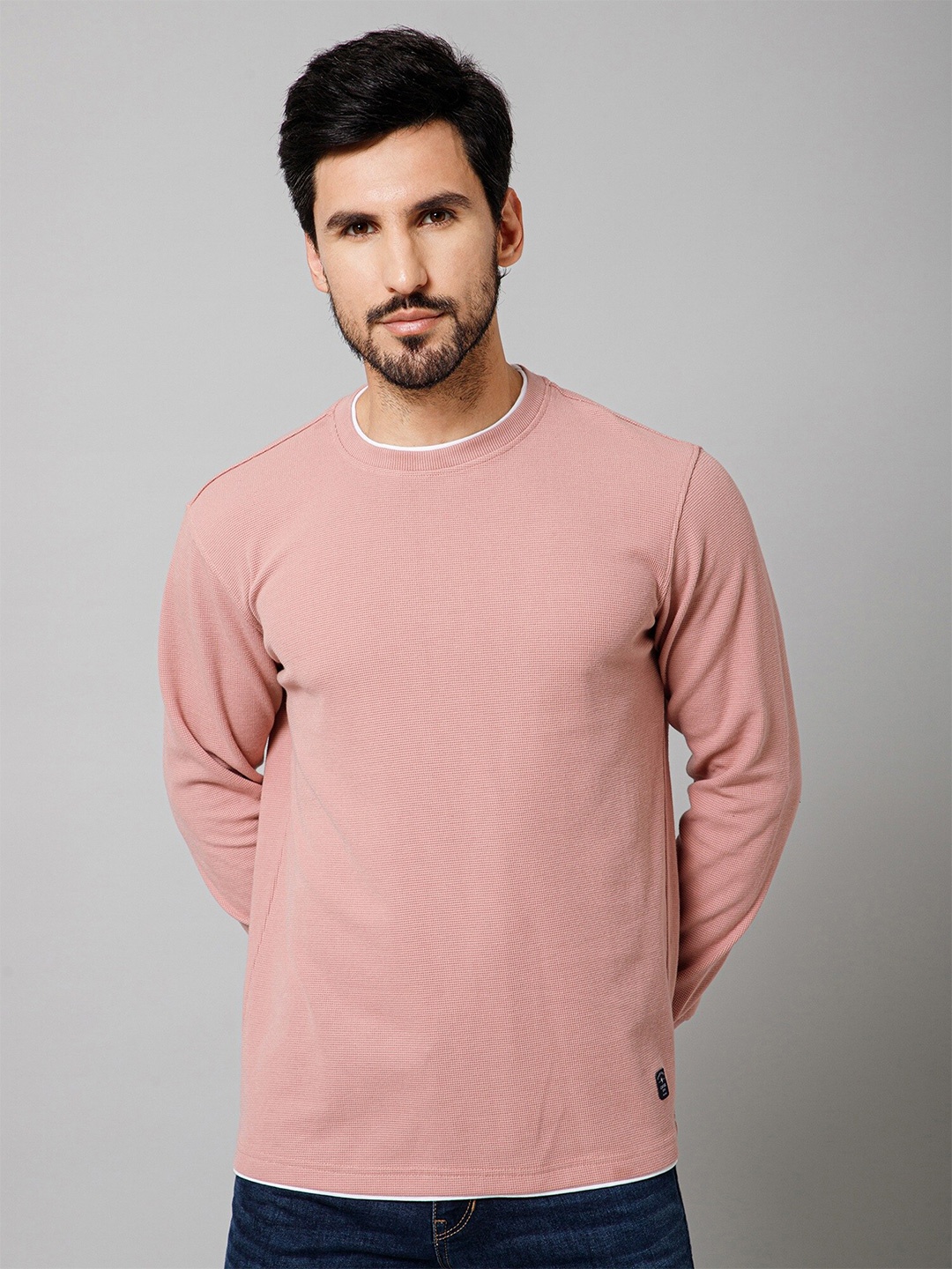 

Cantabil Round Neck Long Sleeves Cotton Pullover Sweatshirt, Pink