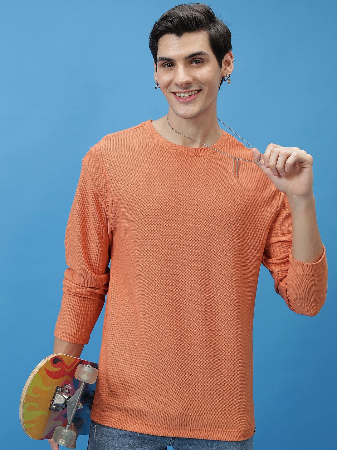 

HIGHLANDER Drop Shoulder Sleeves Oversized T-shirt, Orange