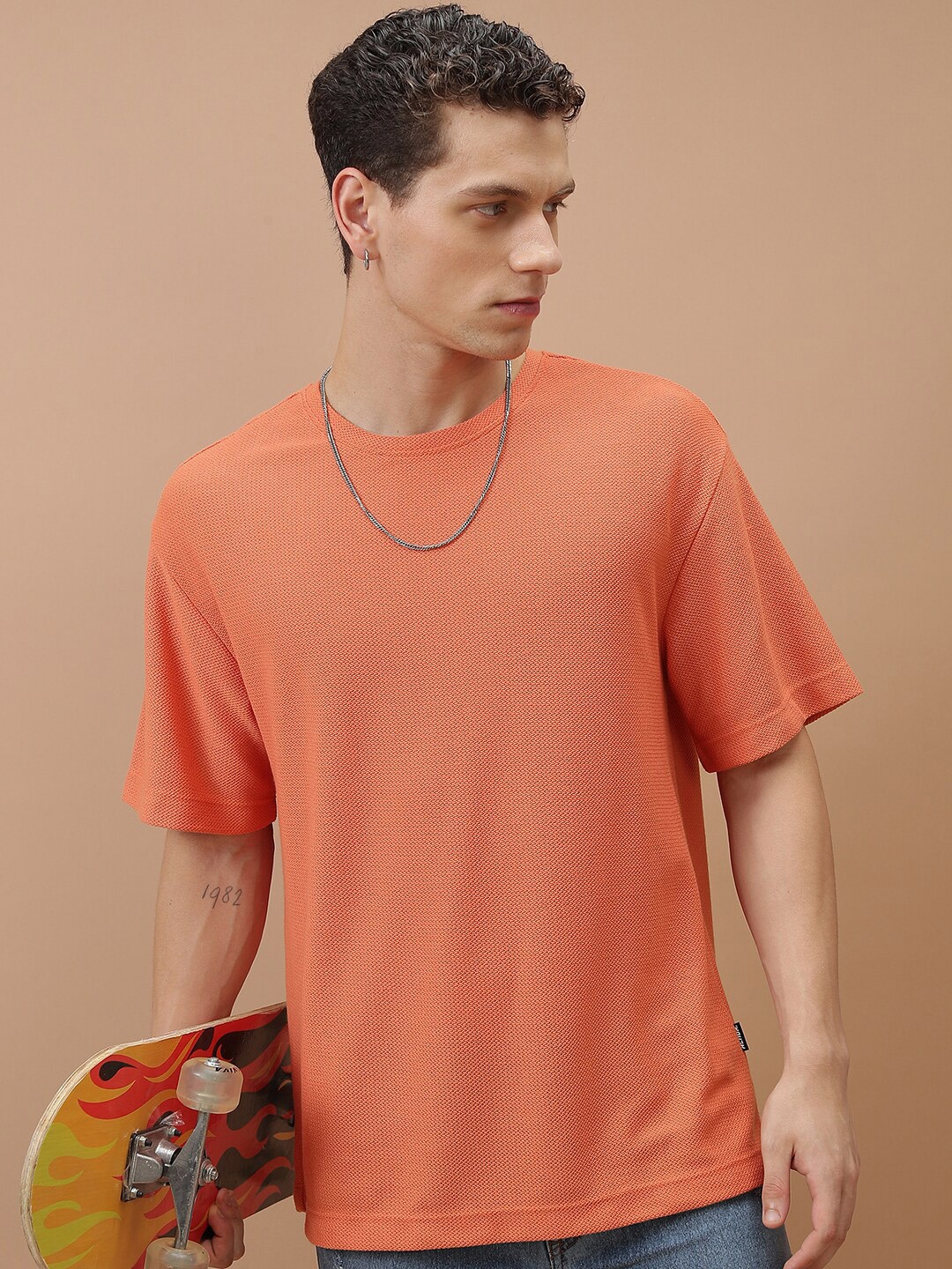 

HIGHLANDER Drop-Shoulder Sleeves Oversized T-shirt, Orange