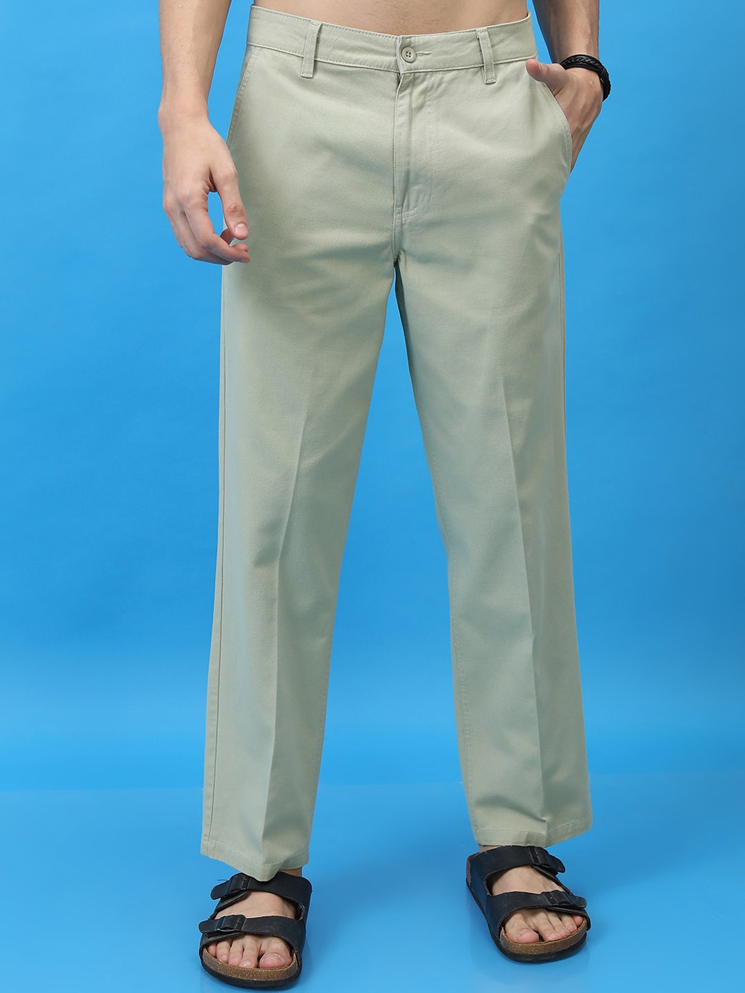 

HIGHLANDER Men Mid-Rise Cotton Regular Trousers, Grey