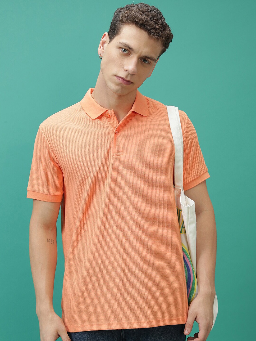 

HIGHLANDER Polo Collar Relaxed Fit T-shirt, Orange