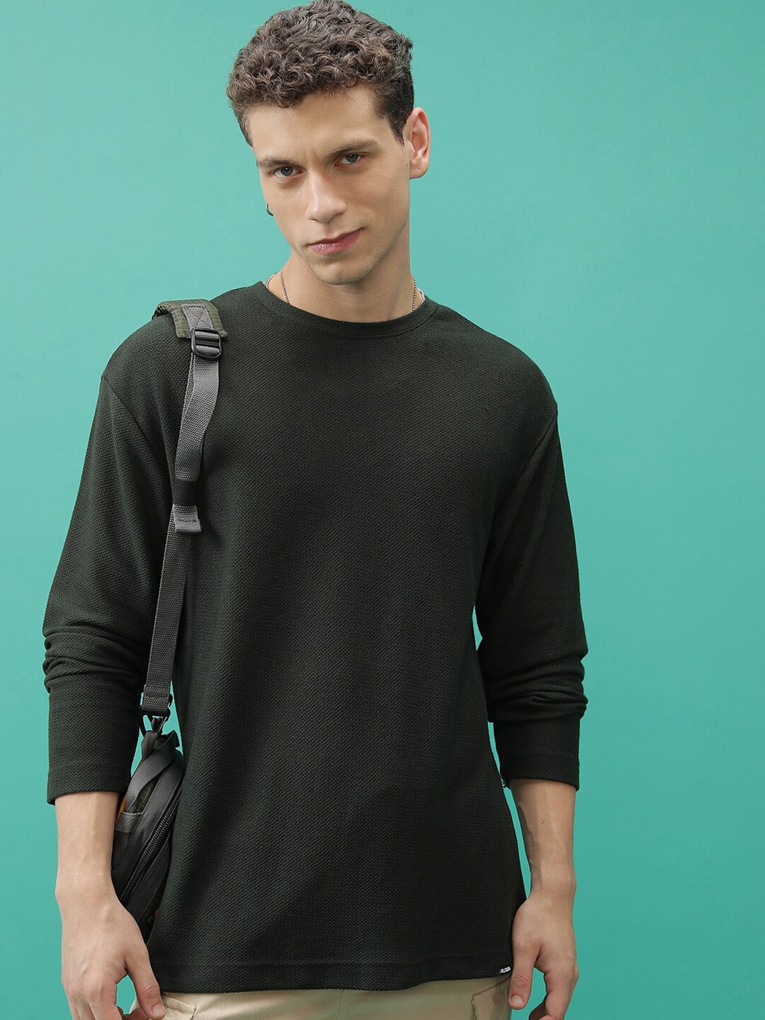 

HIGHLANDER Drop-Shoulder Sleeves Oversized T-shirt, Olive