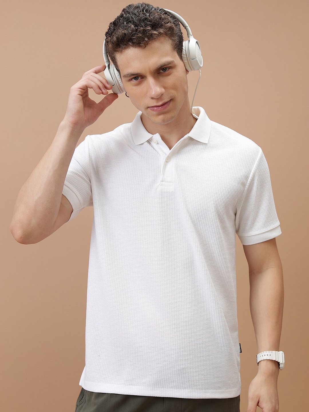 

HIGHLANDER Polo Collar Relaxed Fit T-shirt, White