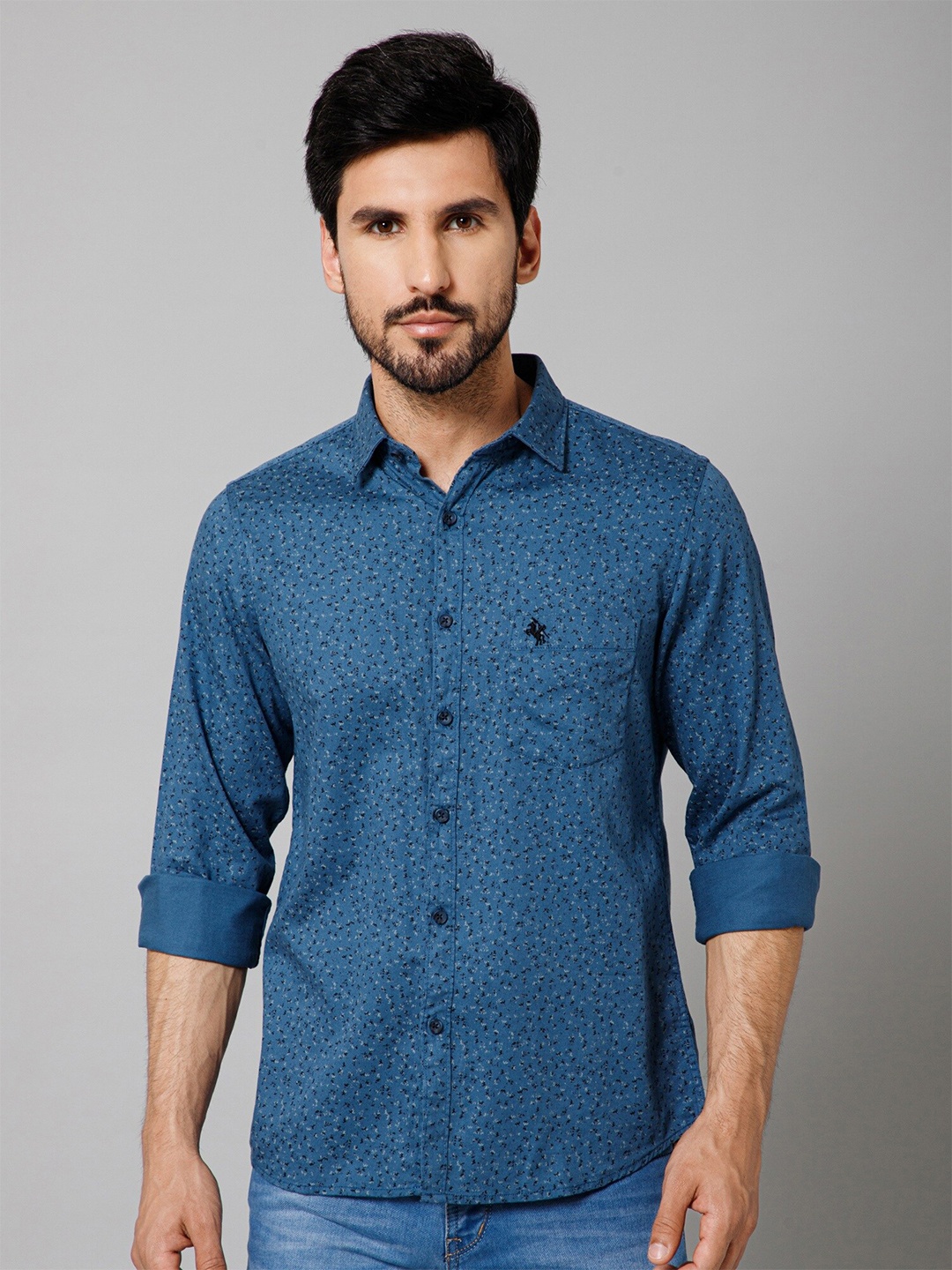 

Cantabil Comfort Abstract Printed Spread Collar Cotton Casual Shirt, Blue