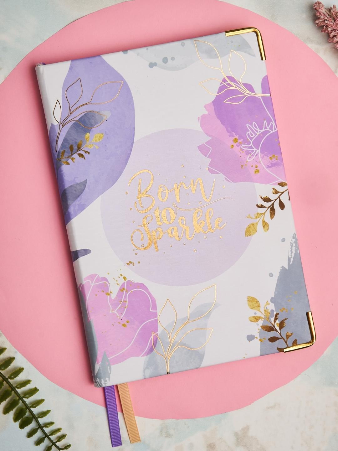 

Doodle Purple & Pink Printed Hard Bound Notebook, White