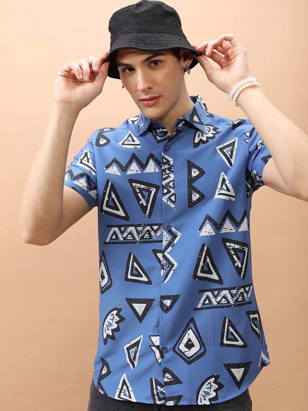 

KETCH Slim Fit Geometric Printed Casual Shirt, Blue