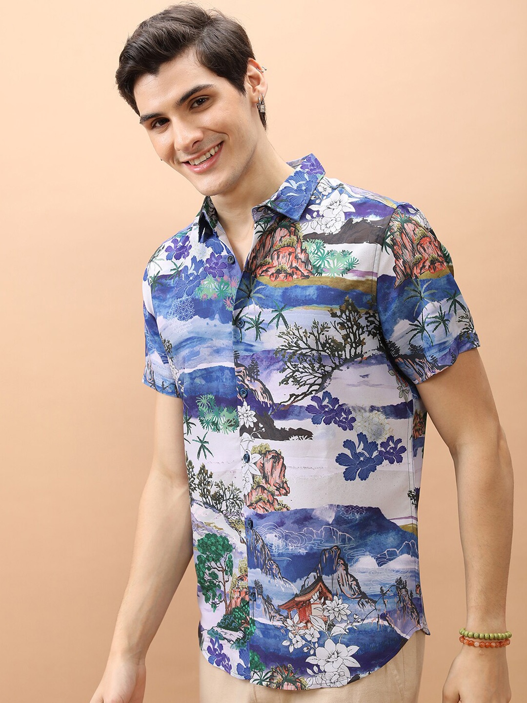 

KETCH Slim Fit Graphic Printed Casual Shirt, Blue