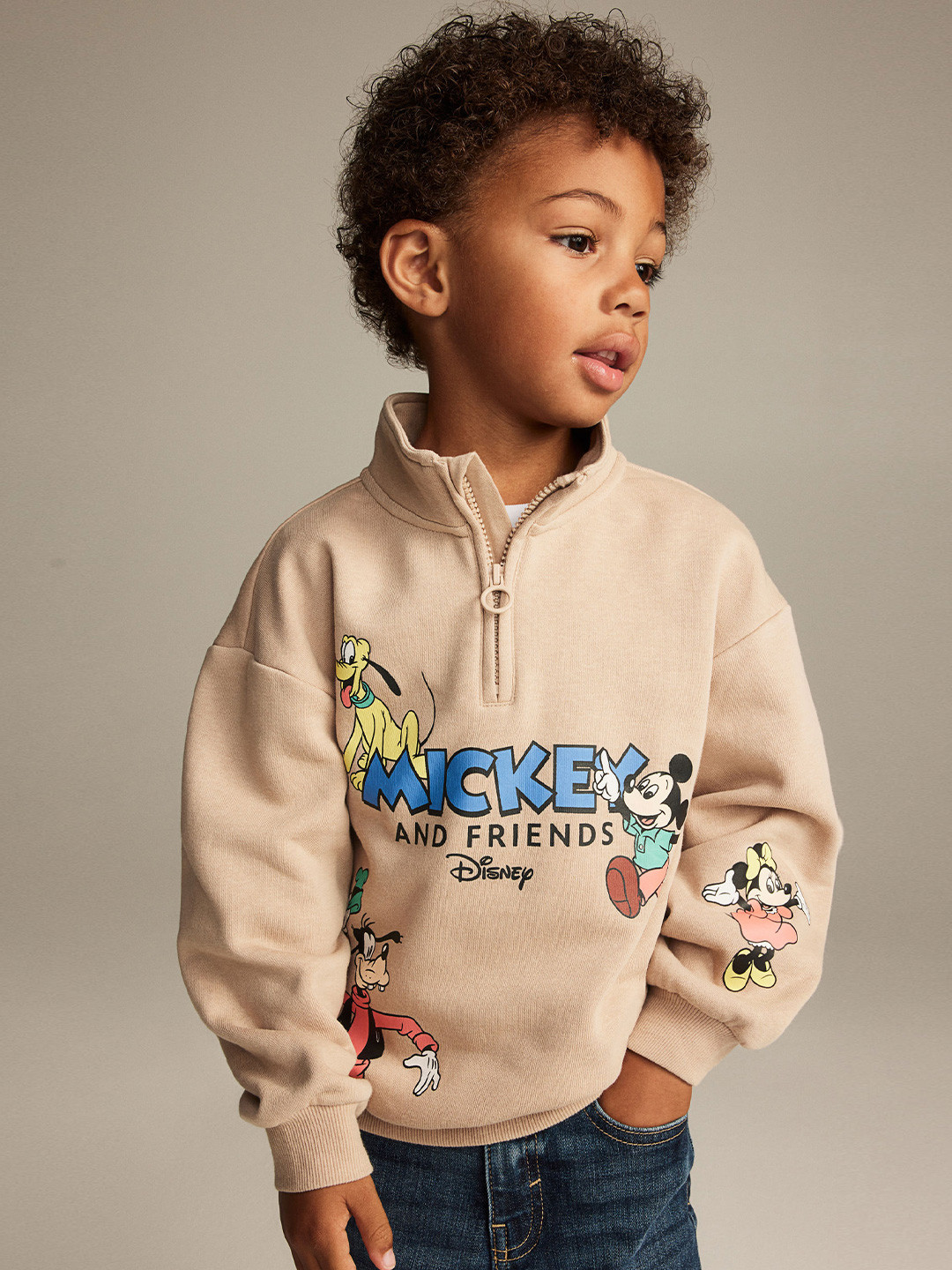 

H&M Boys Printed Zip-Top Sweatshirts, Beige