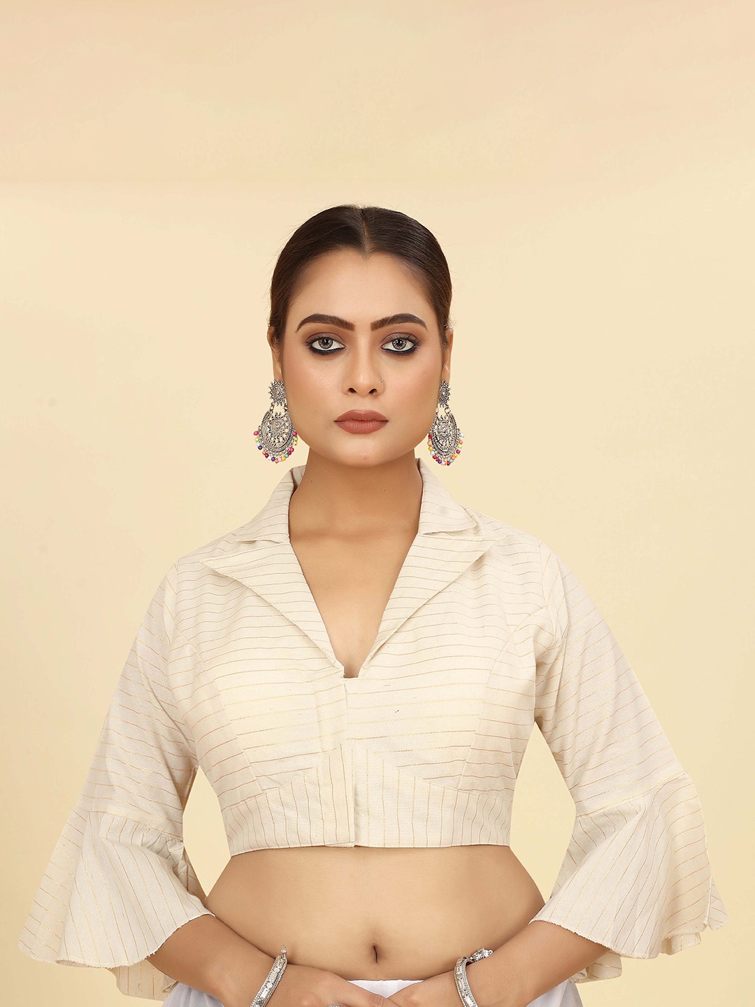 

SHOPGARB Foil Worked Saree Blouse, White