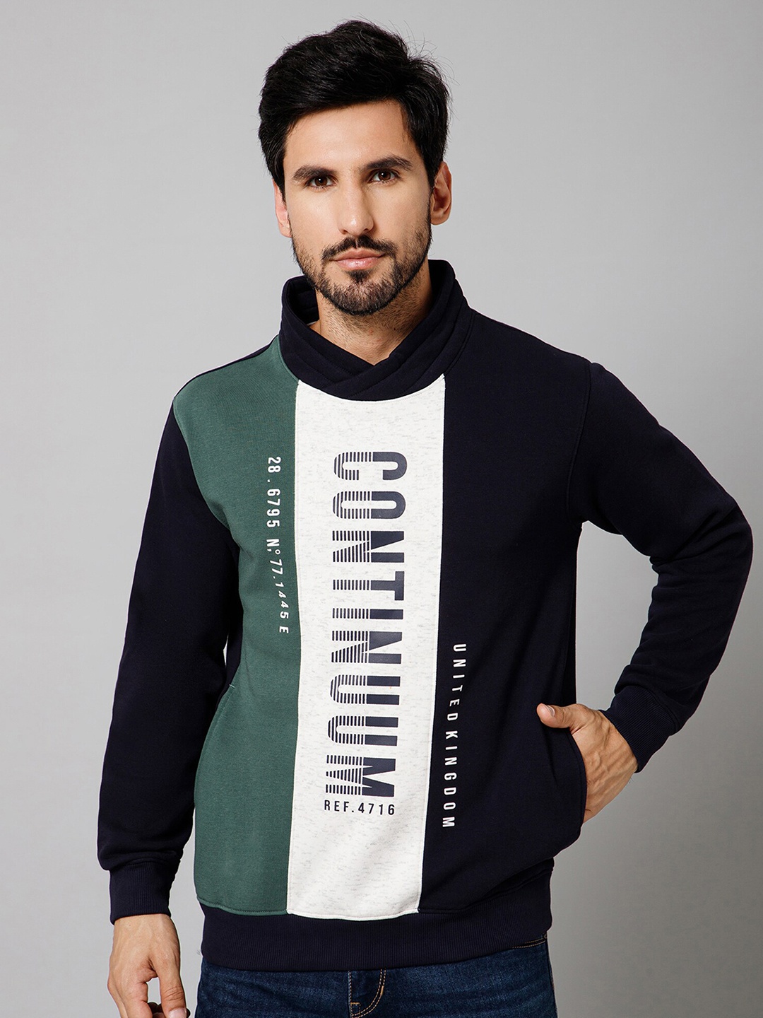 

Cantabil Typography Printed Long Sleeves Fleece Pullover Sweatshirt, Green
