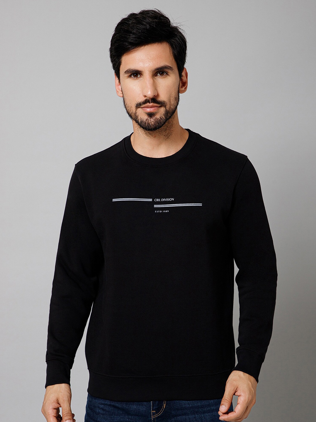 

Cantabil Round Neck Cotton Sweatshirt, Black
