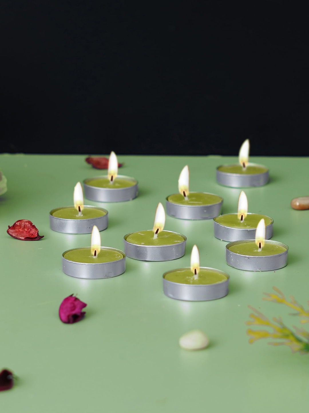 

eCraftIndia Green 12-Pieces Wax Jasmine Scented Tea Light Candles, Yellow