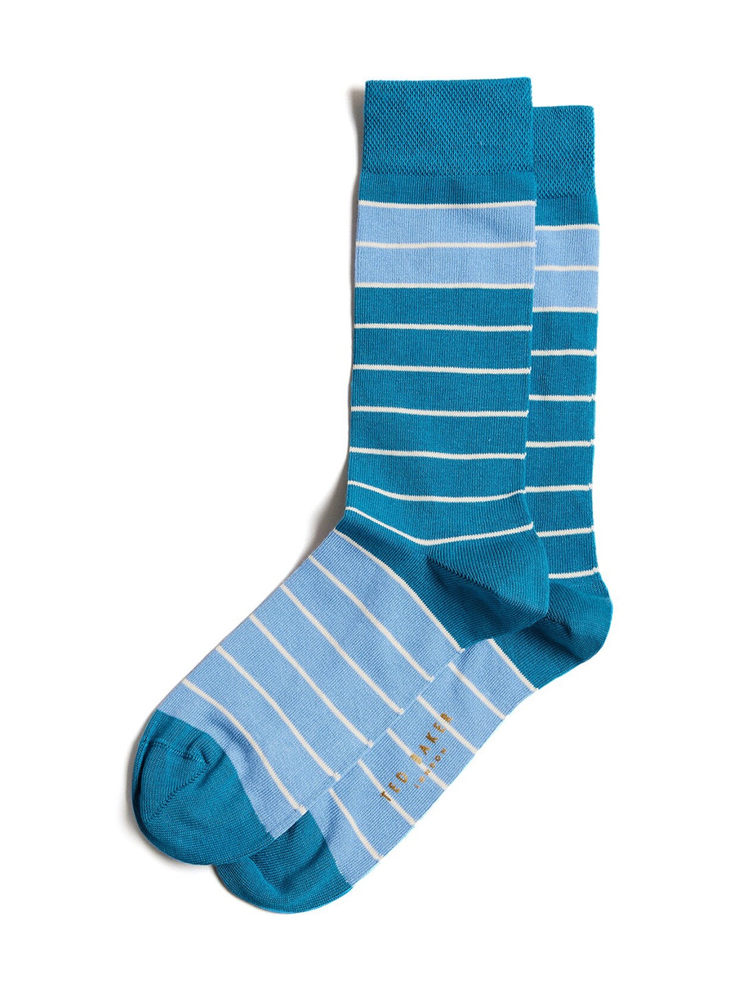 

Ted Baker Men Striped Ankle-Length Socks, Blue