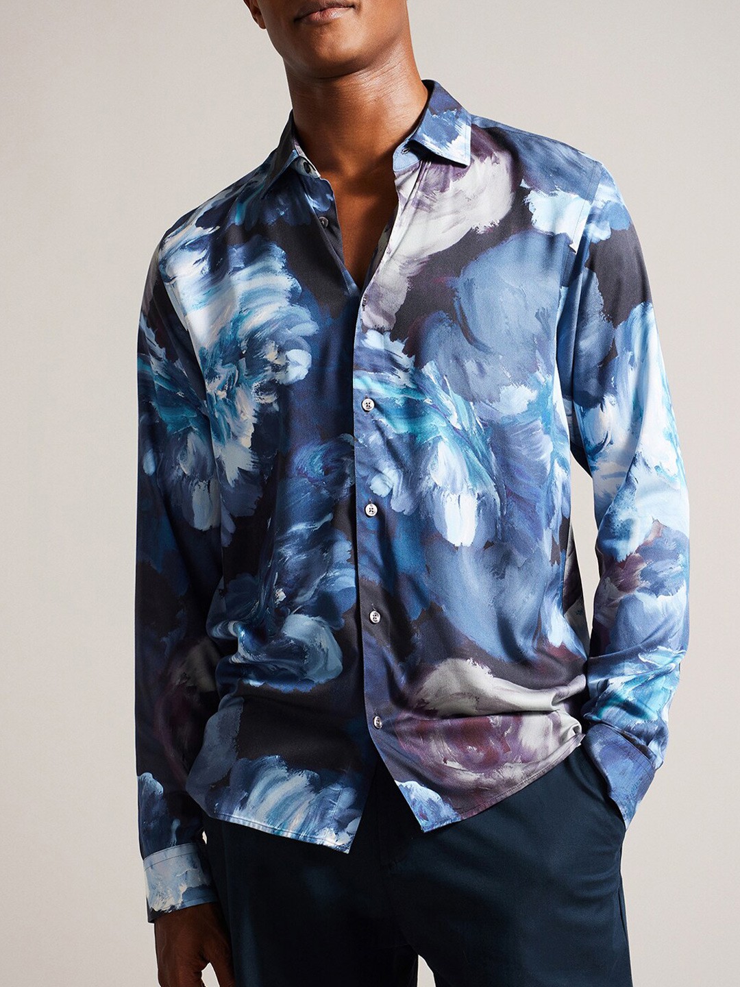 

Ted Baker Slim Fit Floral Printed Casual Shirt, Blue