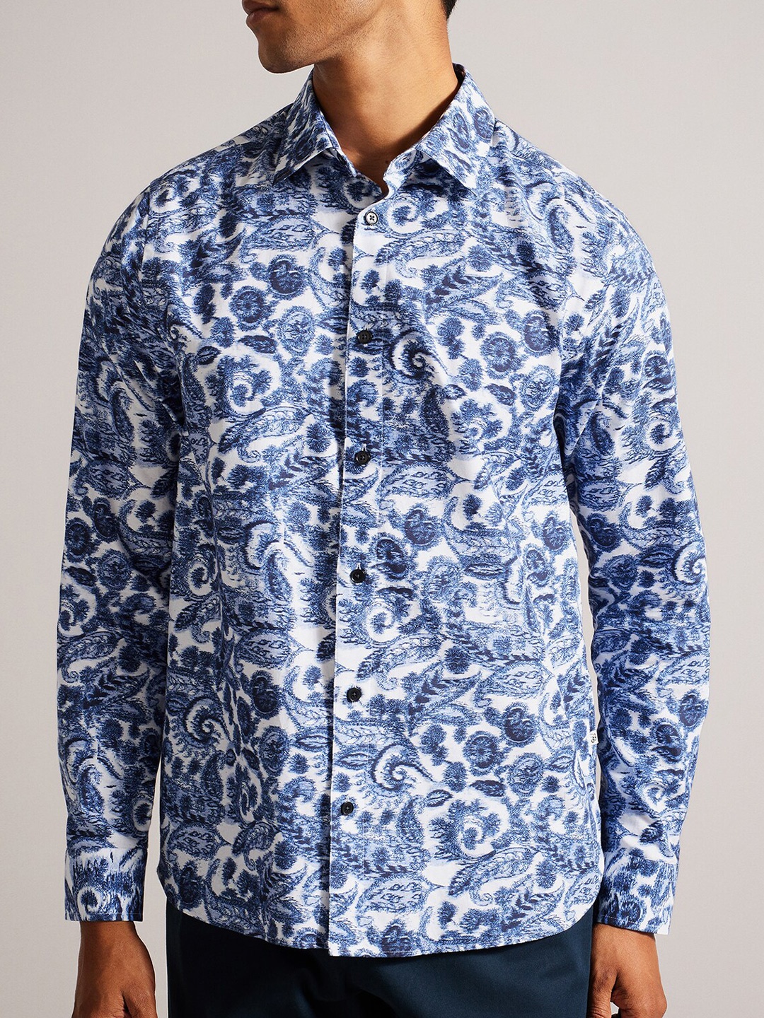 

Ted Baker Paisley Printed Pure Cotton Casual Shirt, White