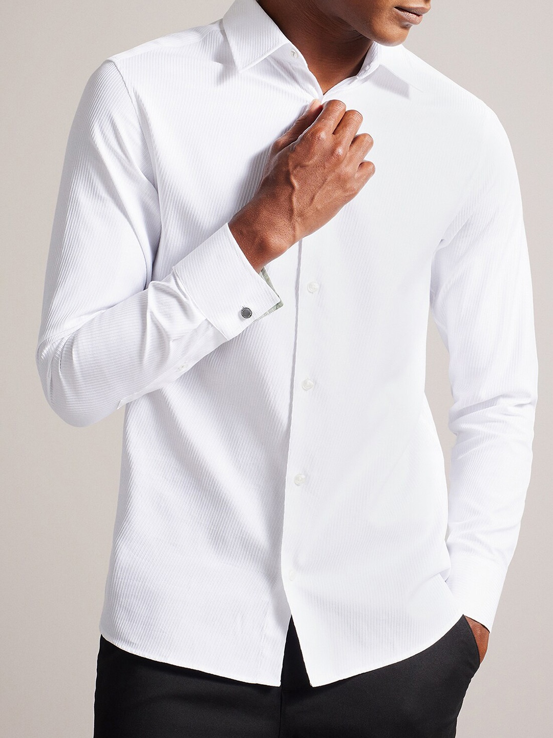 

Ted Baker Slim Fit Textured Pure Cotton Casual Shirt, White