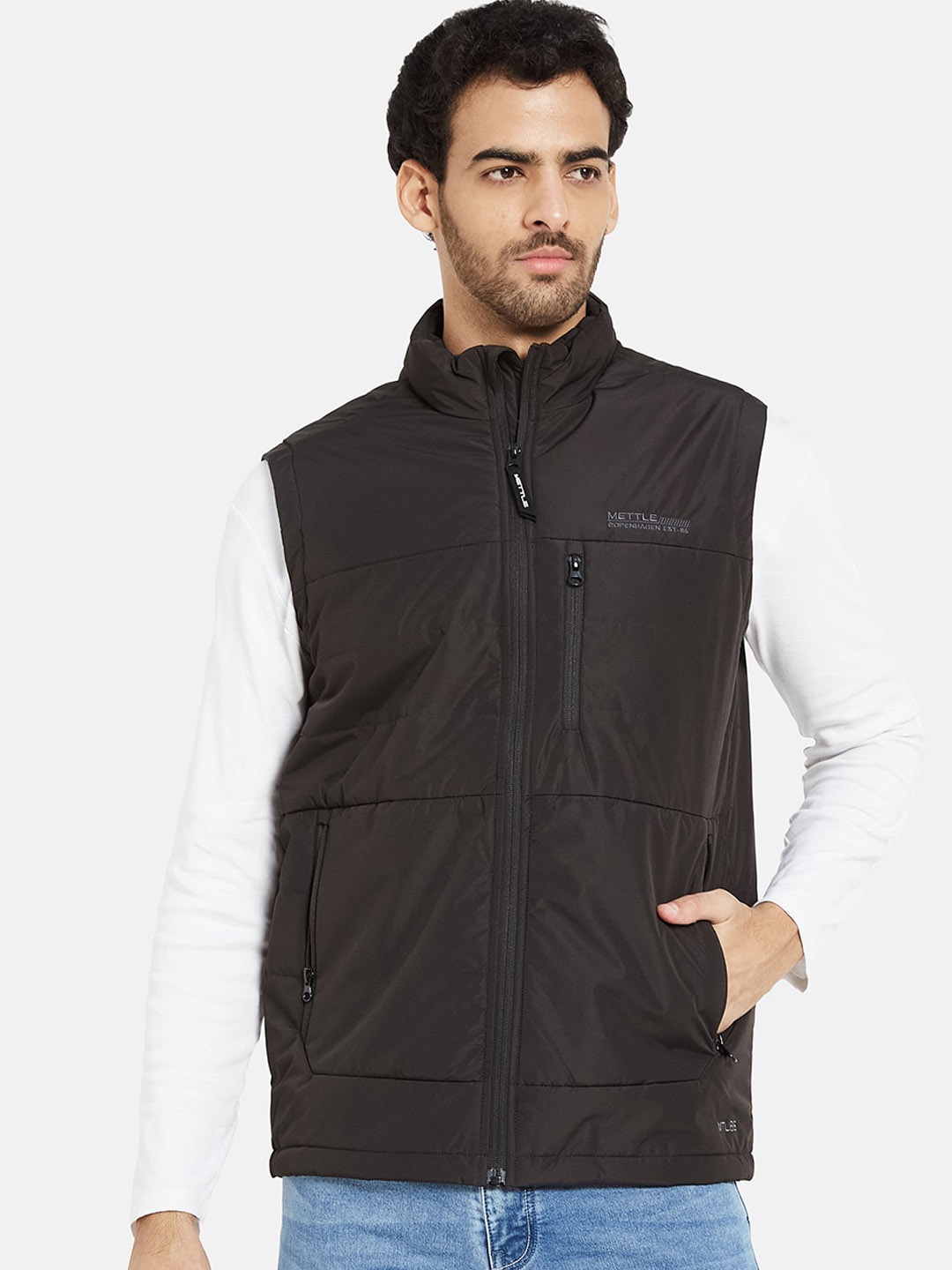 

METTLE Mock Collar Padded Jacket, Black