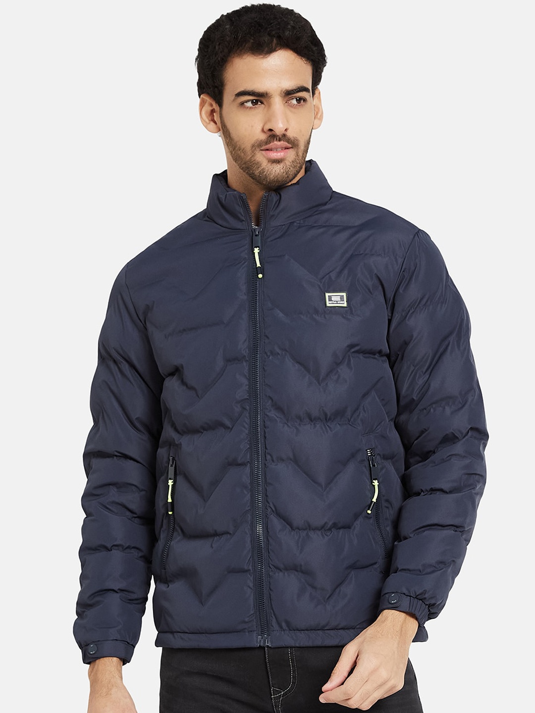 

METTLE Mock Collar Padded Jacket, Navy blue