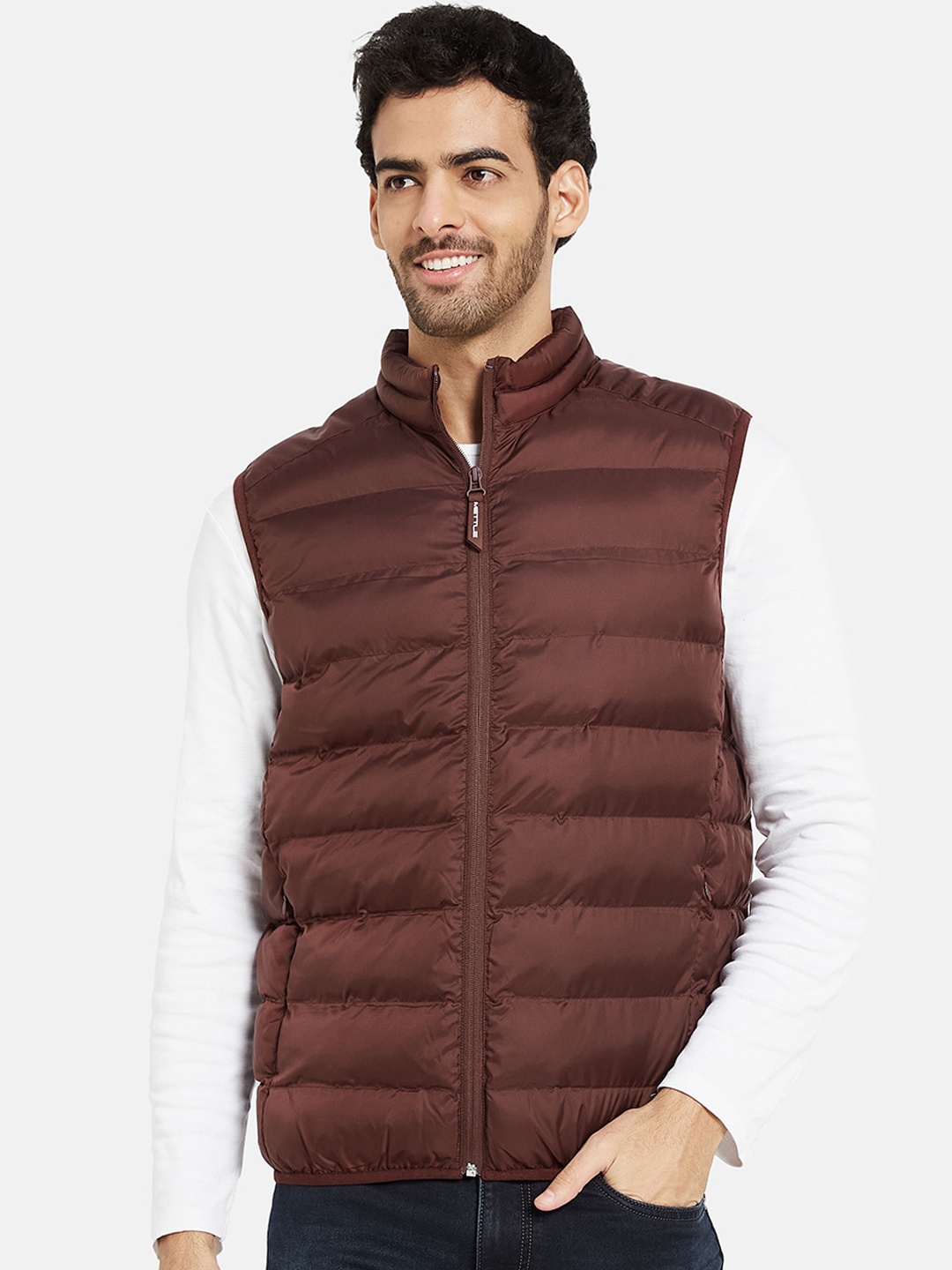 

METTLE Mock Collar Puffer Jacket, Maroon