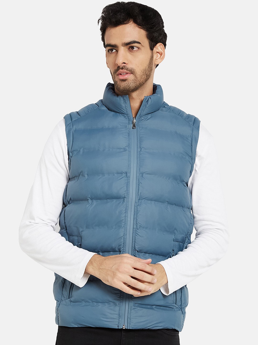 

METTLE Mock Collar Puffer Jacket, Blue