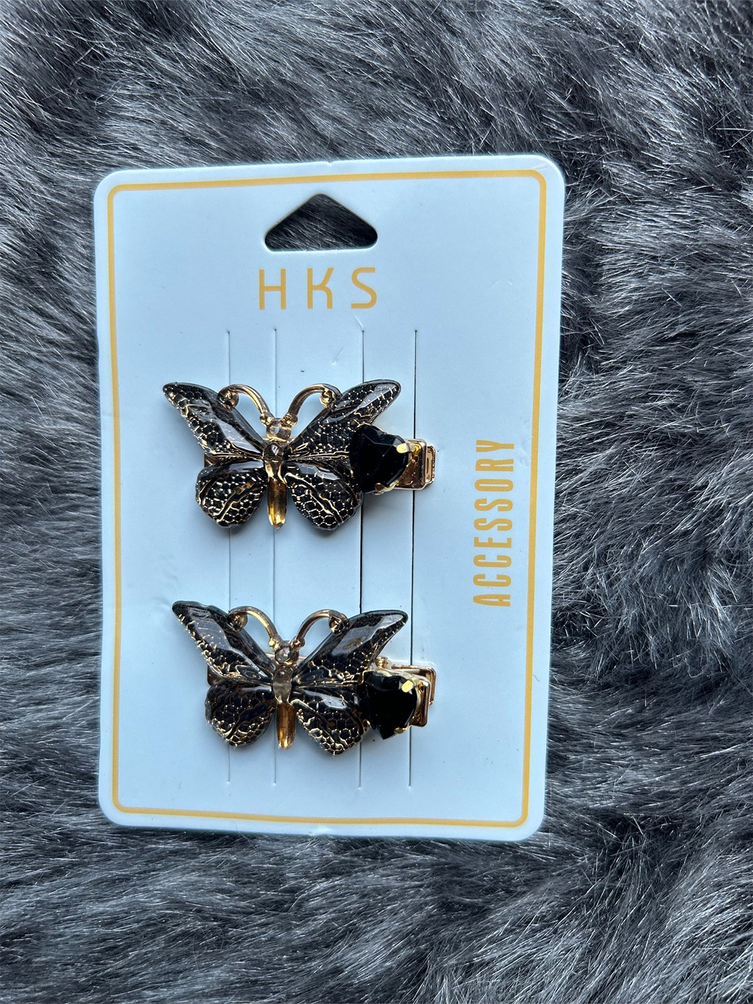 

LYTIX Girls Set of 2 Embellished Butterfly Alligator Hair Clip, Gold