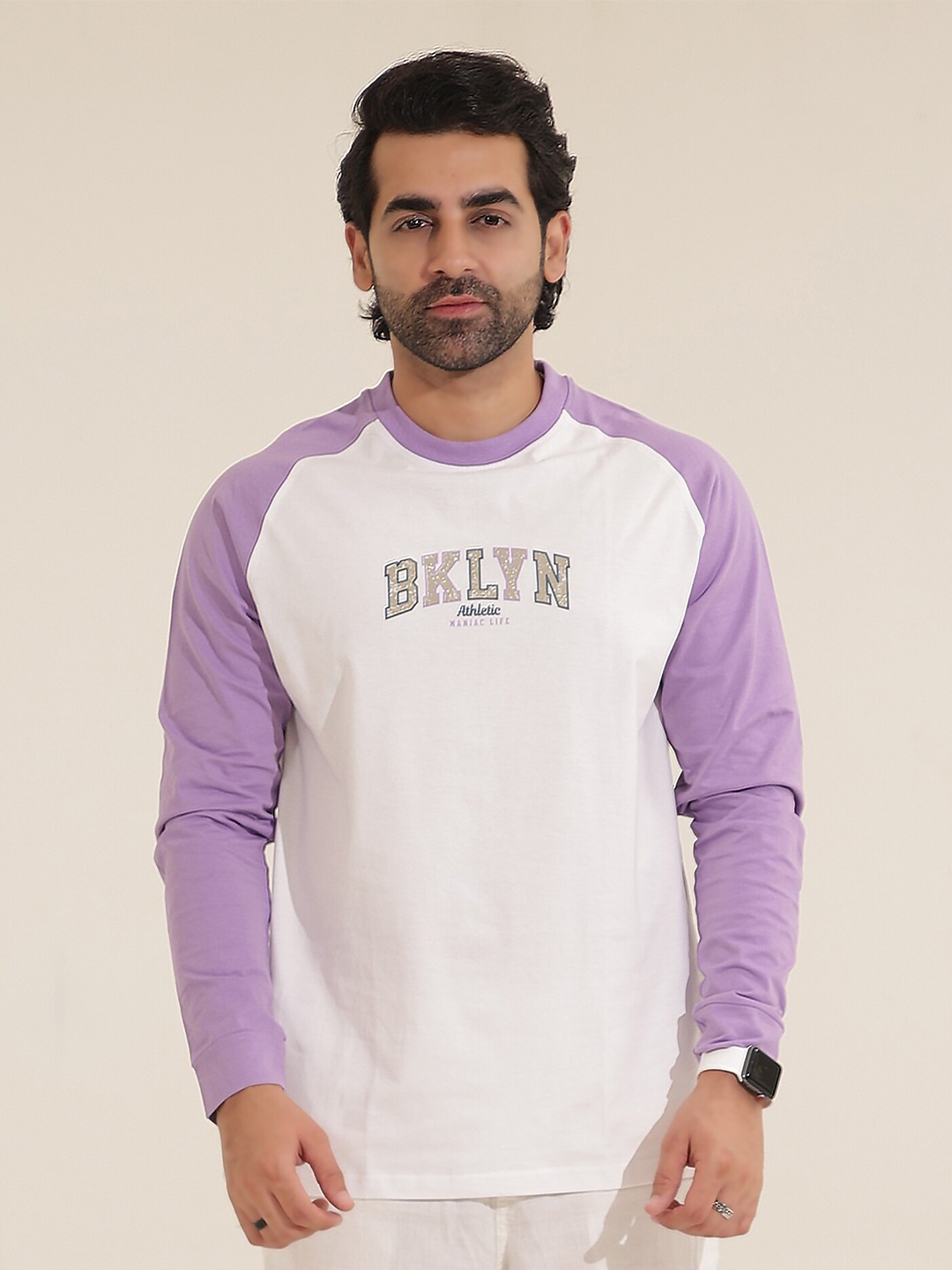 

Maniac Typography Printed Round Neck Cotton Regular T-shirt, White